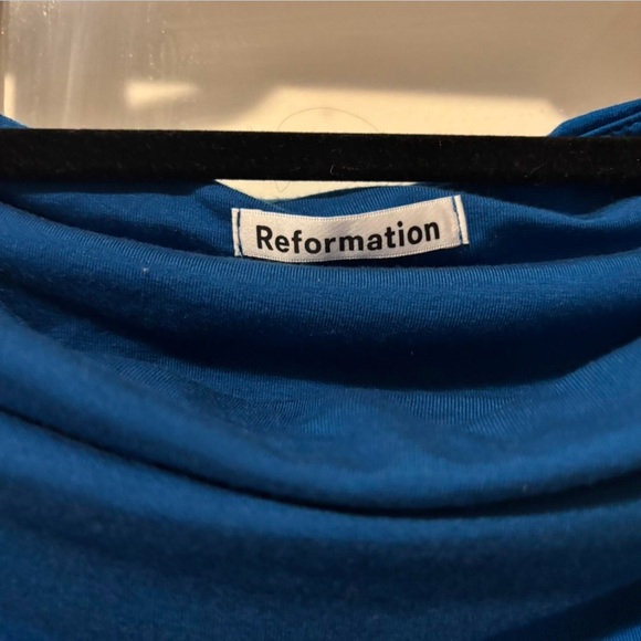 Reformation Vibrant Blue Off-Shoulder Mini Dress - Picture 4 of 5